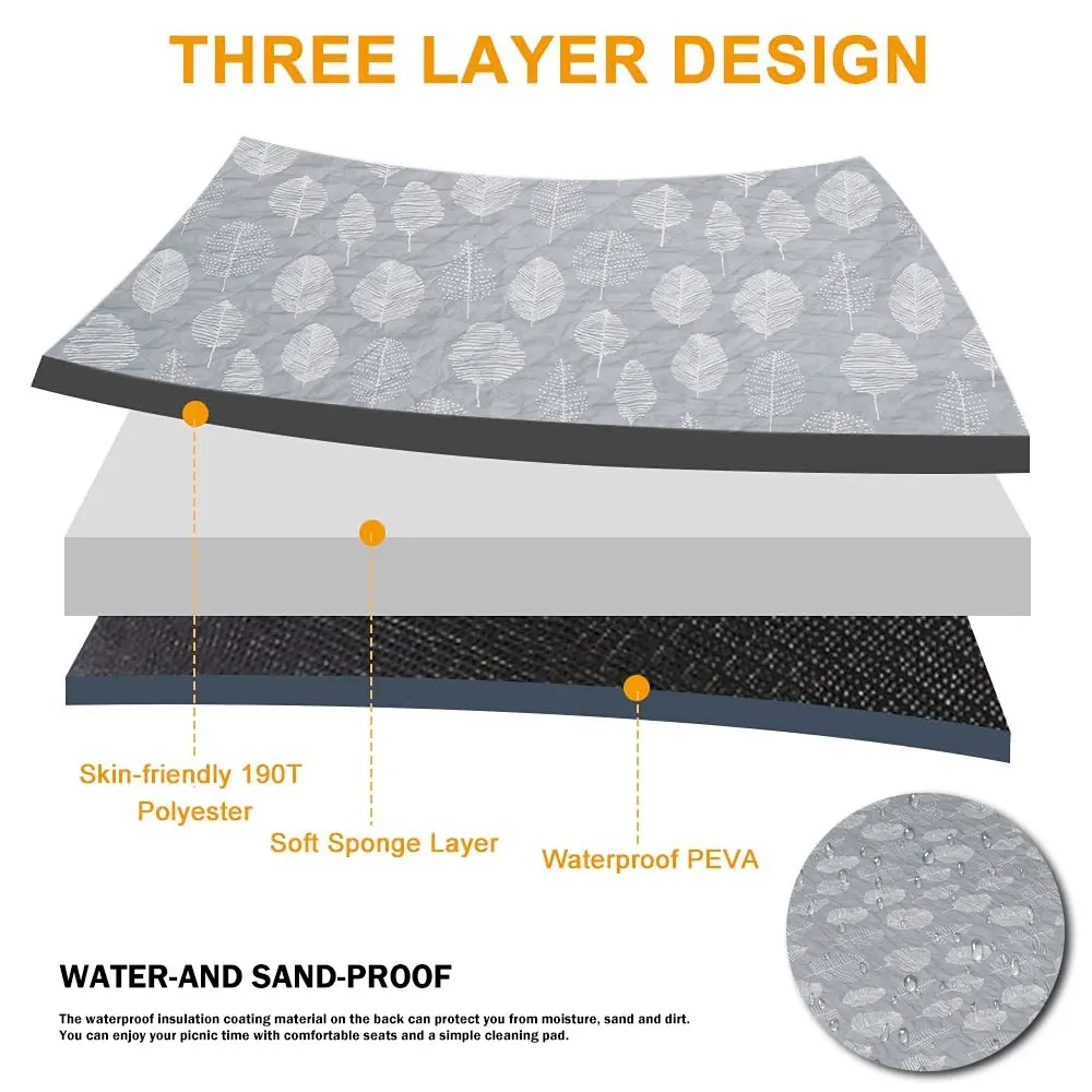 Утолщенный Дорожный Коврик для пикника с рисунком приятный кожи