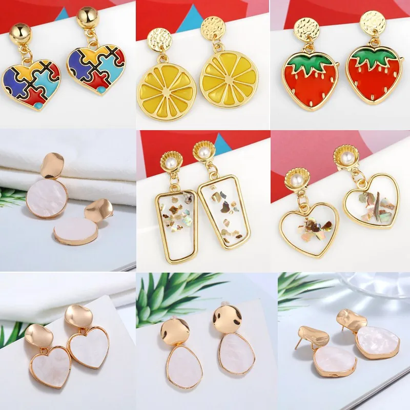 Женские серьги подвески в форме сердца винтажные акриловые с подвесками