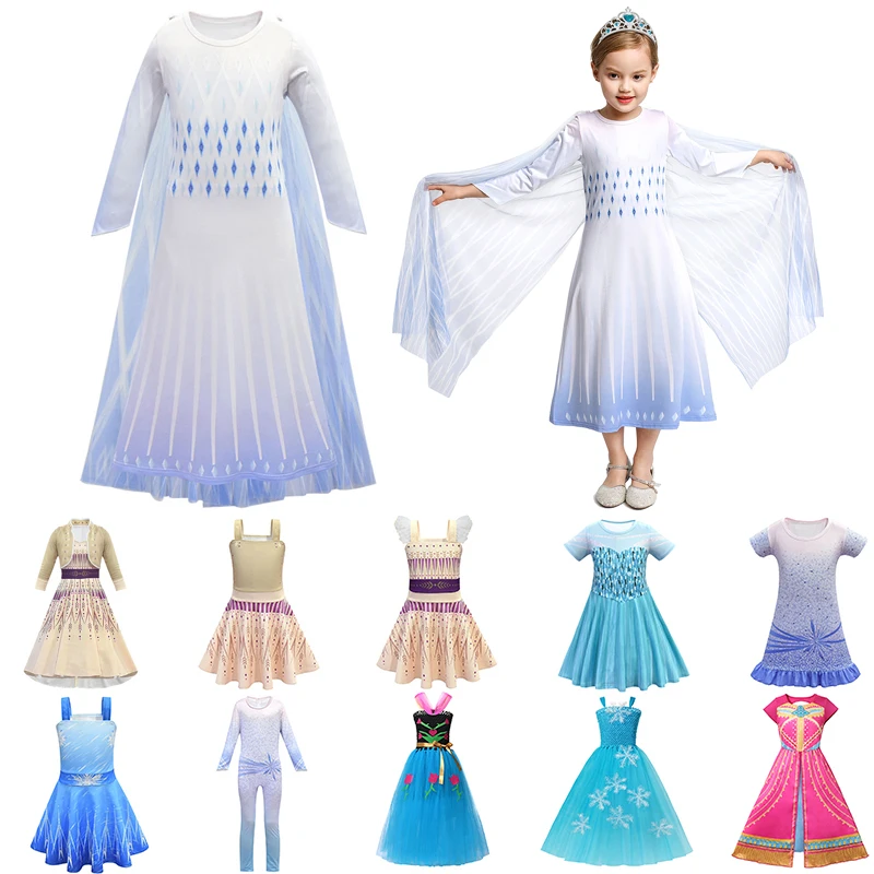 Платье принцессы Эльзы для девочек платье Анны Снежной королевы Детский костюм