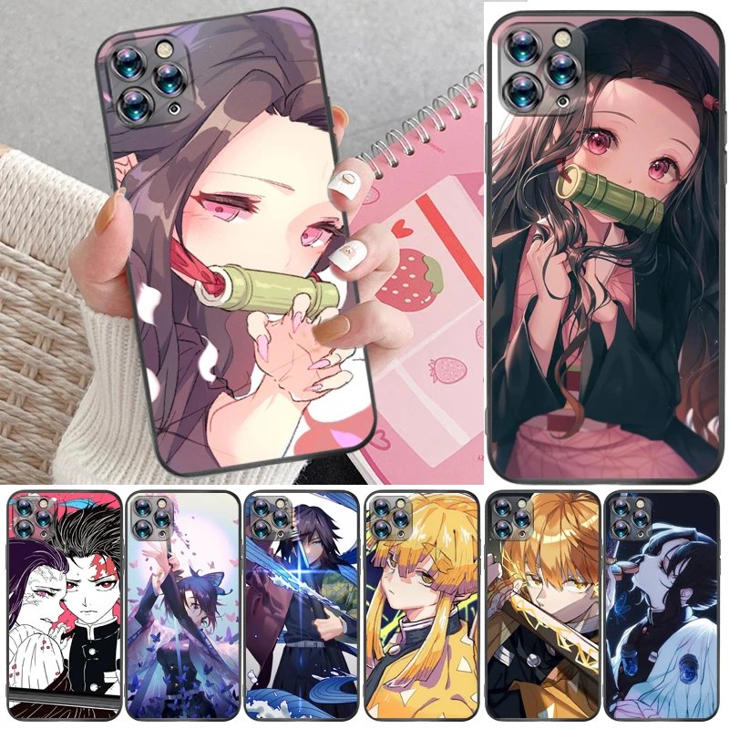 

Demon Slayer Kimetsu No Yaiba Kamado Nezuko Agatsuma Zenitsu Kamado Tanjirou Phone Case For iPhone XR XS Max Coque Funda
