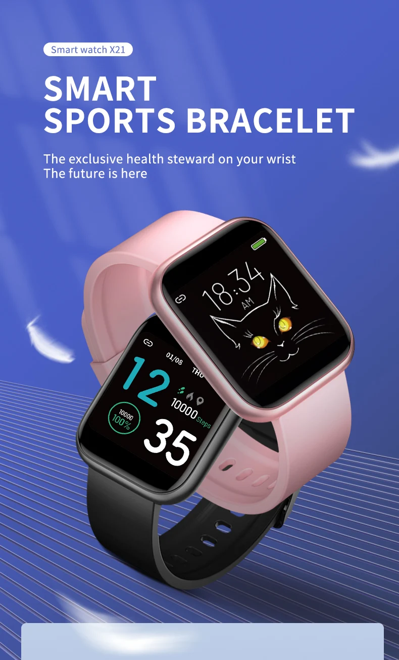 

X21 2021 Smart Watch Fitness Pedometer Health Heart Rate Sleep Activity Tracker Waterproof Sport Watch for Men Women Smartwatch
