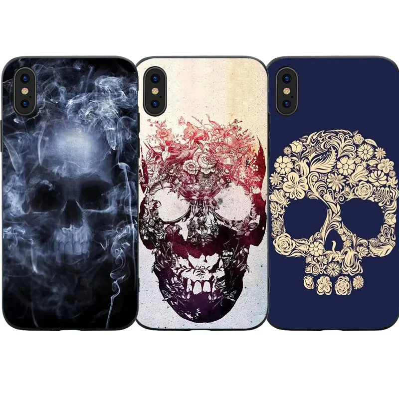 Мужской мягкий силиконовый чехол с черепами и татуировками Модный для телефона