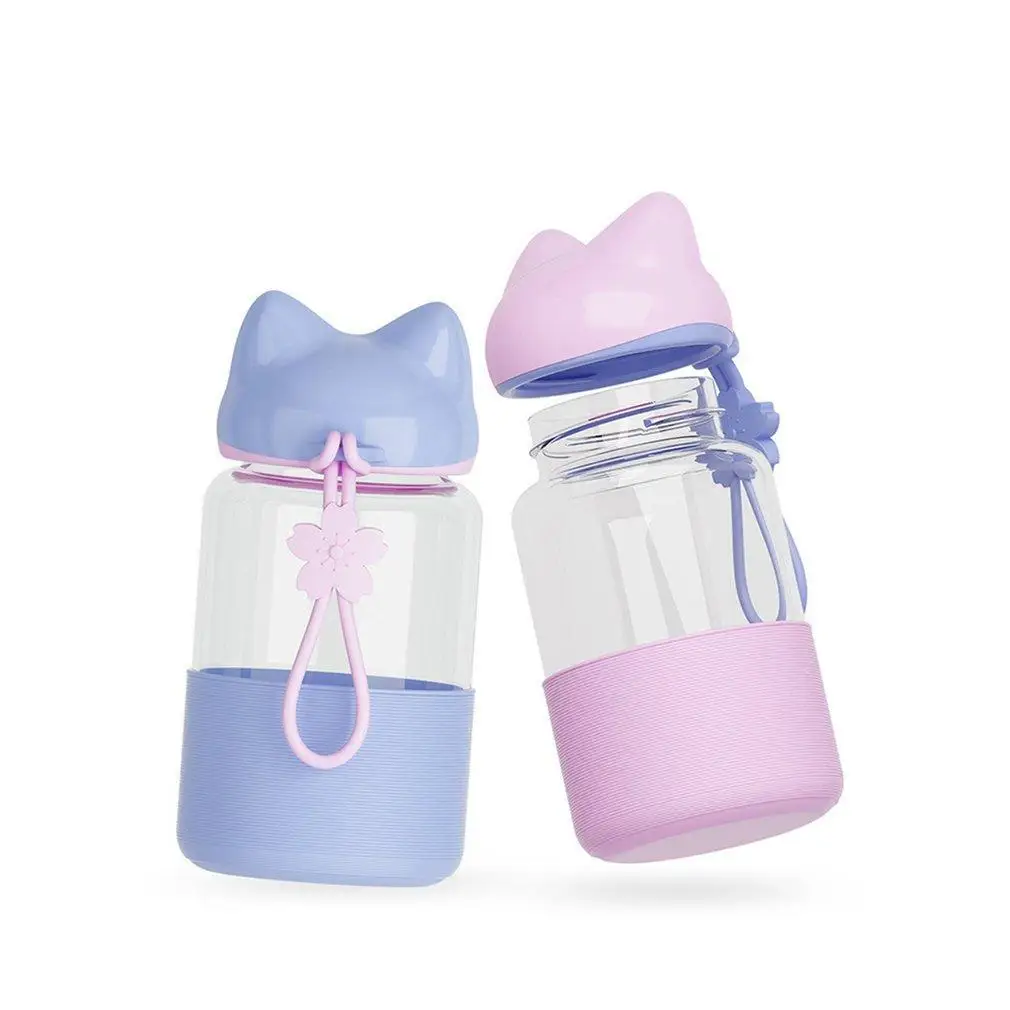 Прекрасная стеклянная бутылка для воды в форме лисы 300 мл напитков из