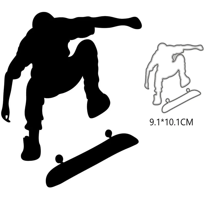 Boy Skateboarding 2021 Metal Cutting Dies Stencil Scrapbooking DIY Album Stamp Paper Card Mold Embossing Decor