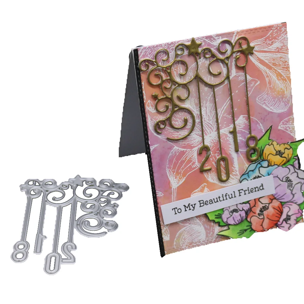 2020 цифры 2018 металлические Вырубные штампы кружевные украшения вырезанные