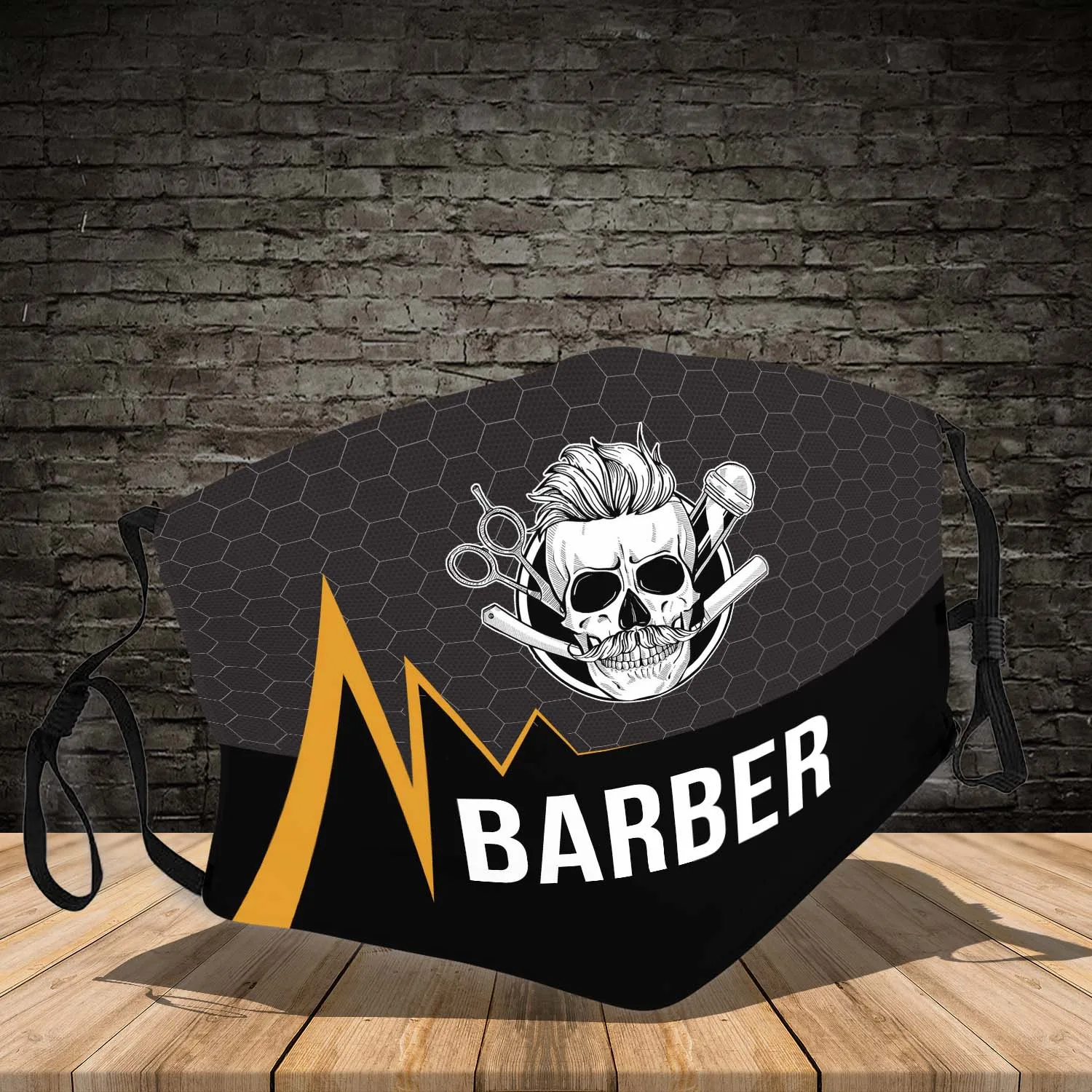 

Cool Design Skull Barber Printed Mouth Covering, Washable Reusable Fabric Face Mask with Filter