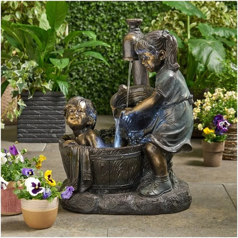 

New Product Explosive Resin Statue Boy and Girl Small Ornaments Crafts Garden Park