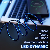 glow led lighting fast charging sync data usb type c cable phone cable usb c micro charger cable wire for iphone huawei samsung