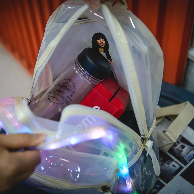 2019 модные блестящие сумочки для девочек роскошный Прозрачный светящийся розовый