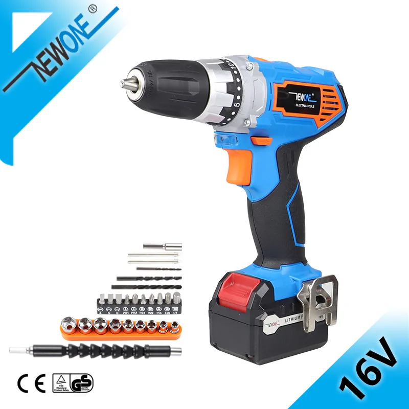 Беспроводная мини дрель NEWONE 16V 3/8 дюйма Ni Cad электрическая отвертка с 2