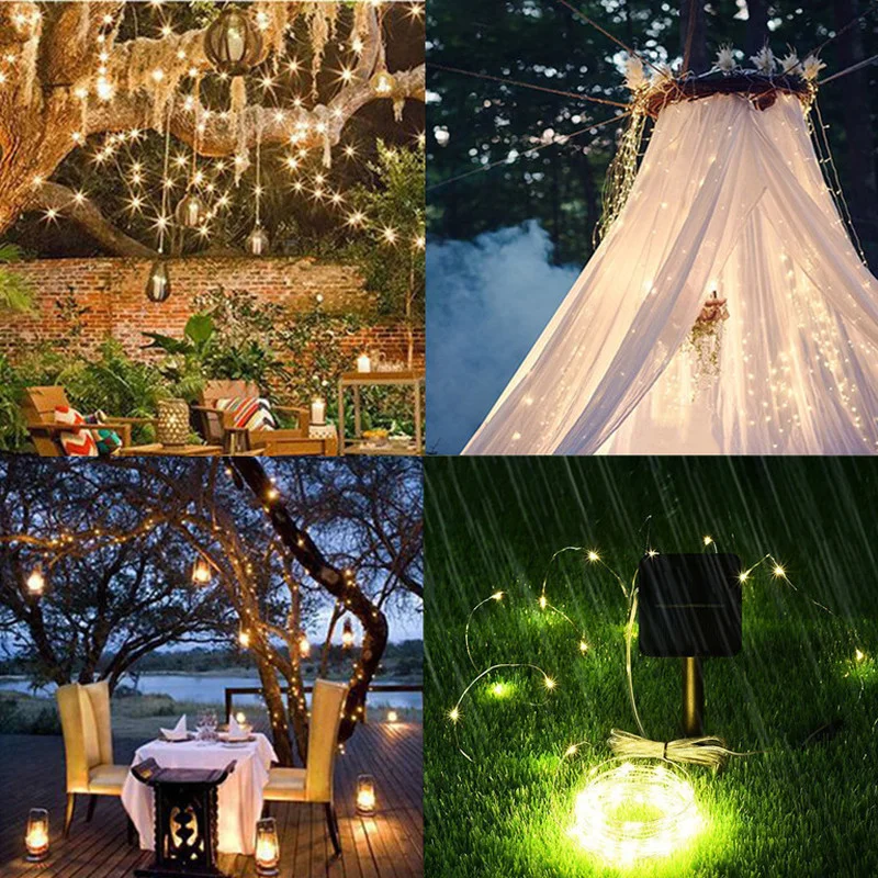 

100/200 LED Solar Light Outdoor Lamp String Lights for Holiday Christmas Party Waterproof Fairy Lights Garden Wedding Decoration