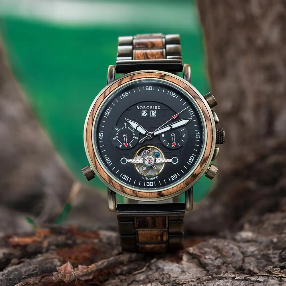BOBO BIRD Luxury Women's Sports Wood Watch Multifunction Mechanical Wristwatch Chronograph Auto Date часы женские Dropshipping