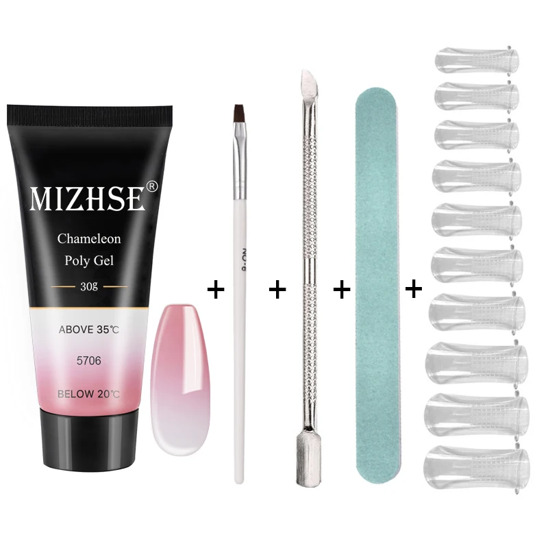 MS-Set03-WB5706 MIZHSE кристальная Желейная резинка поли гель набор 30 набор пластиковых бутылок для шампуней/кремов желе строитель ногтей палец расширение жесткий гель УФ маникюрный лак Советы - Цвет: MS-Set03-WB5706