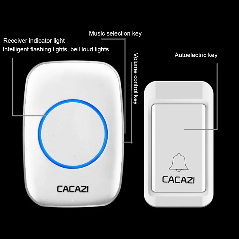 

UK plug,self-generating wireless doorbell smart electronic waterproof doorbell wireless home one-to-one