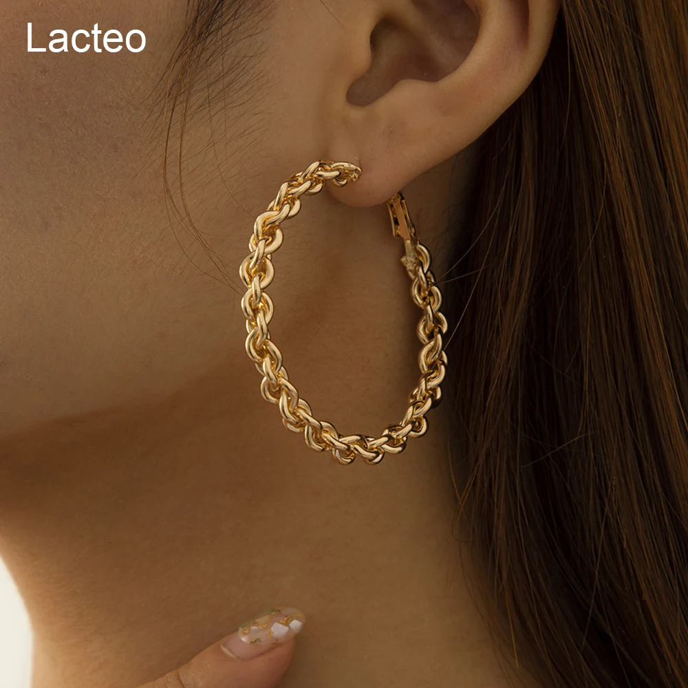 

Lacteo Vintage Twist Chain Charm Earrings For Women 2021 Kpop Fashion Trendy Summer Beach Drop Earrings Jewelry Accessories