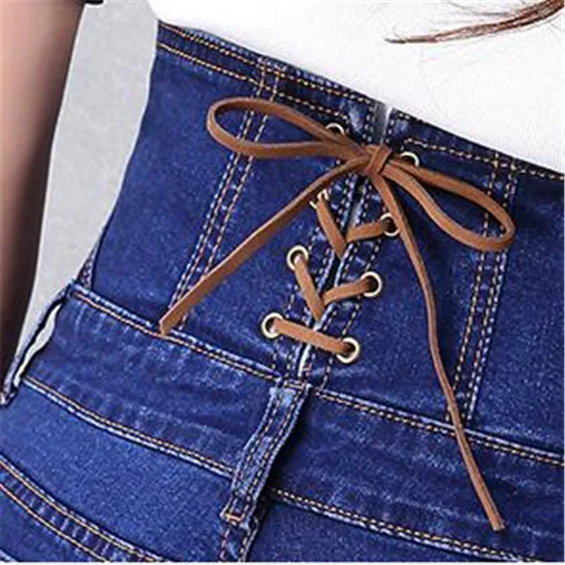 Летние женские джинсовые шорты 2021 новые стильные пикантные на шнуровке сзади с