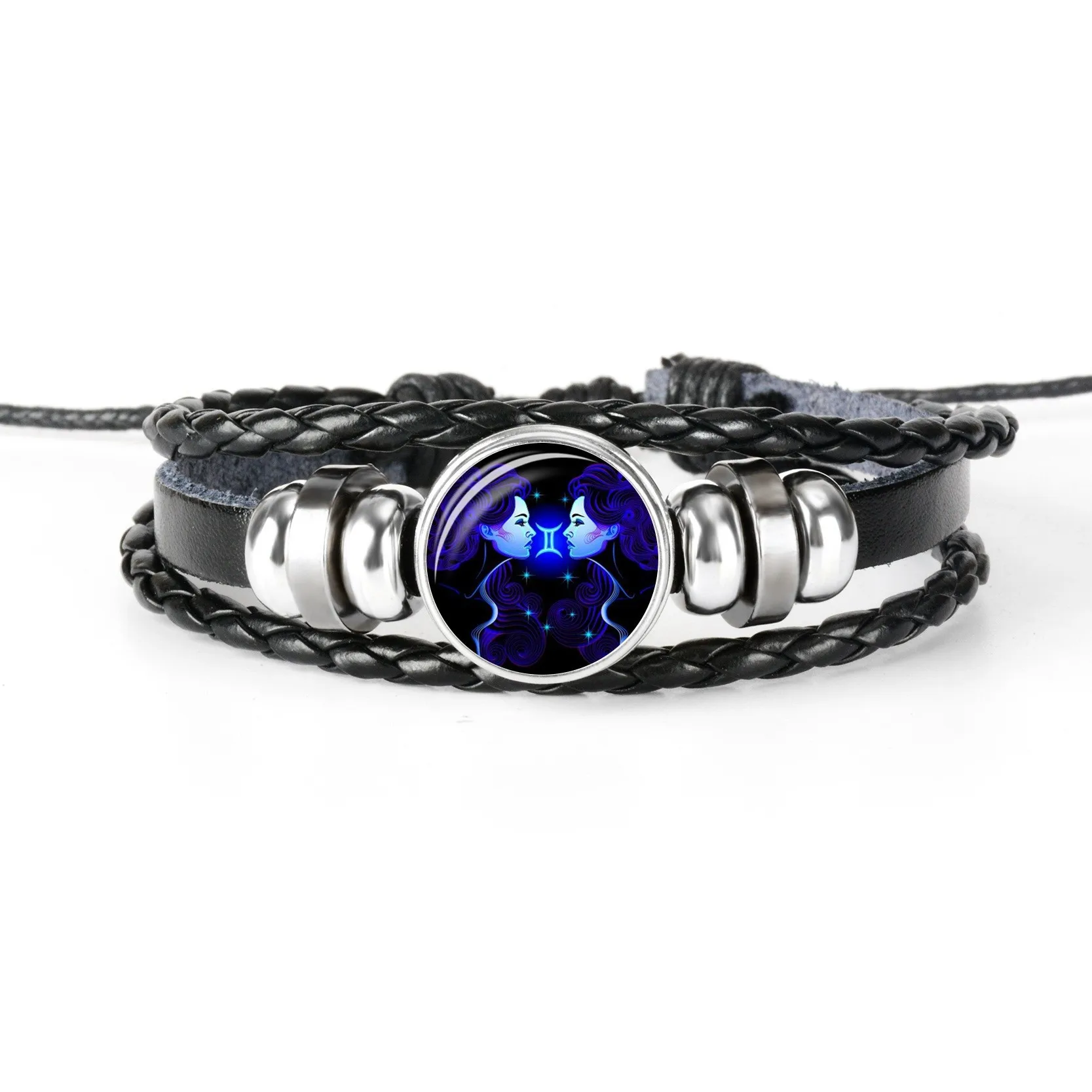 

Punk Hip-Hop Simple Luminous Twelve Constellation Multilayer Leather Bracelet Men Women Classic Fortune Jewelry Wristband Gift