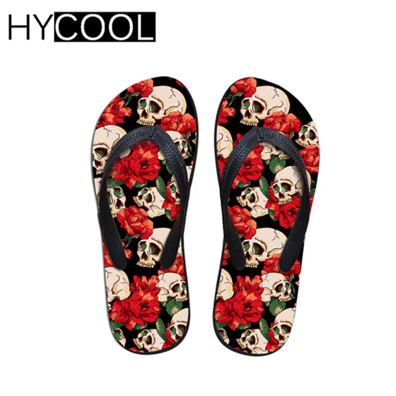 Hycool/шлепанцы в стиле панк с 3D принтом черепа; летние мужские пляжные вьетнамки; мужские резиновые повседневные уличные классные мужские резиновые шлепанцы; - Цвет: C4116AB