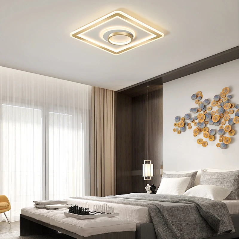 Золотой Акрил вокруг спальни потолочные светильники для гостиной Plafond 10 25