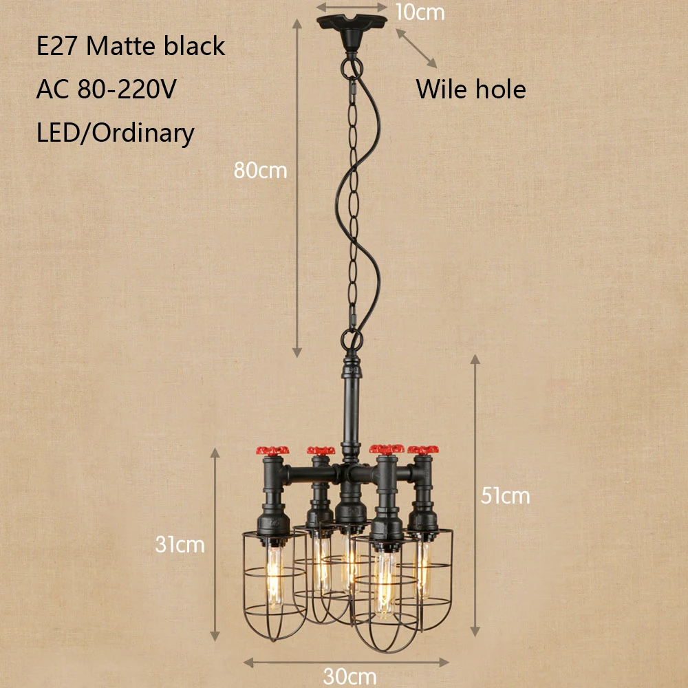 Винтажная железная Подвесная лампа в стиле ретро светодиодная 5 ламп подвесной