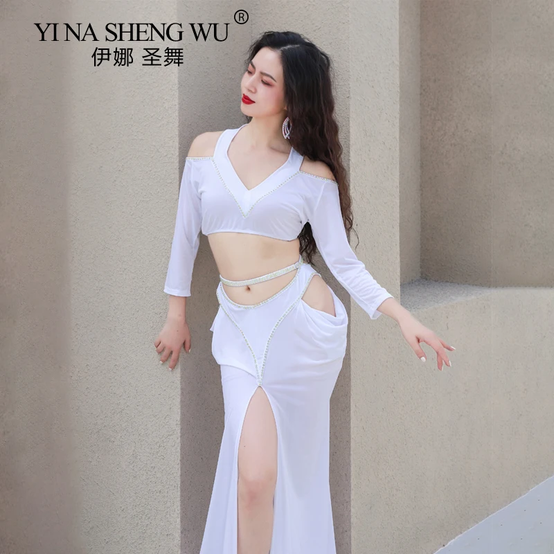 Женский костюм для танца живота комплект из двух предметов длинная юбка белого и