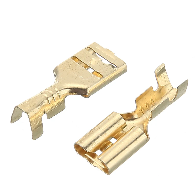 100 шт. Лопата Электрический провод терминальные соединители 6 3 мм золотистые