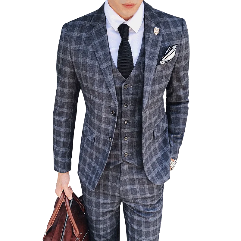 Для мужчин костюм Комплект из 3 предметов (пальто + жилет Штаны) бизнес-британский