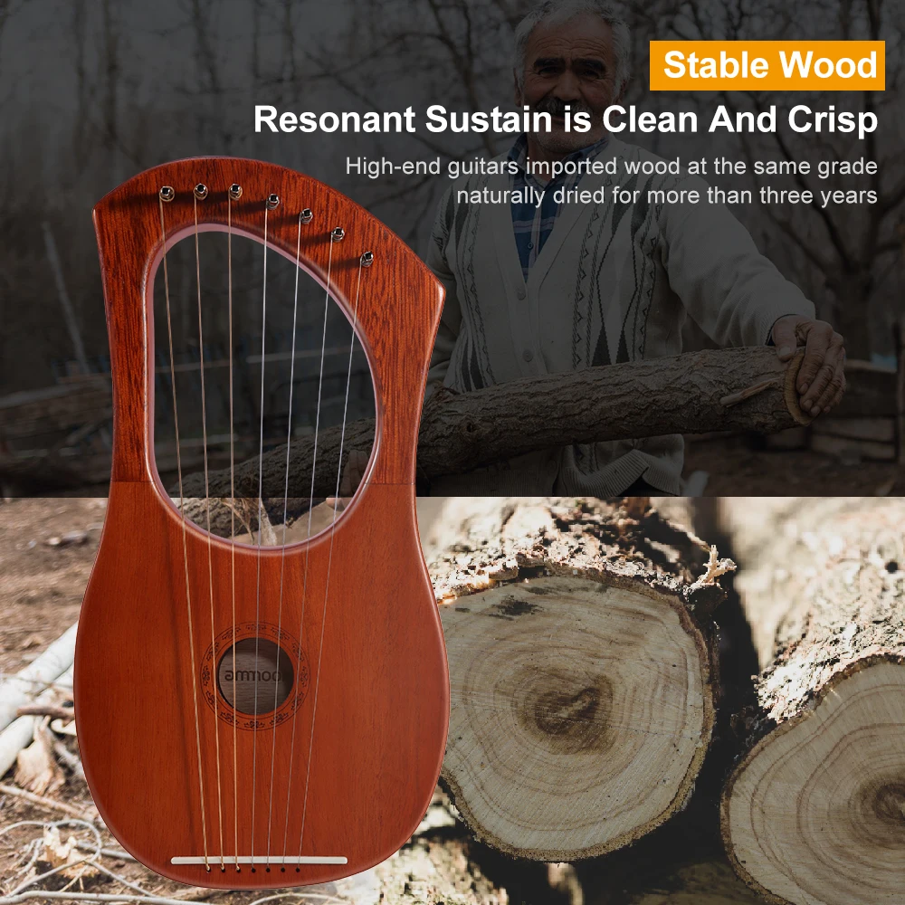 Ammoon небольшой 7 ой лира Арфы пианино из красного дерева фанеры тела красном