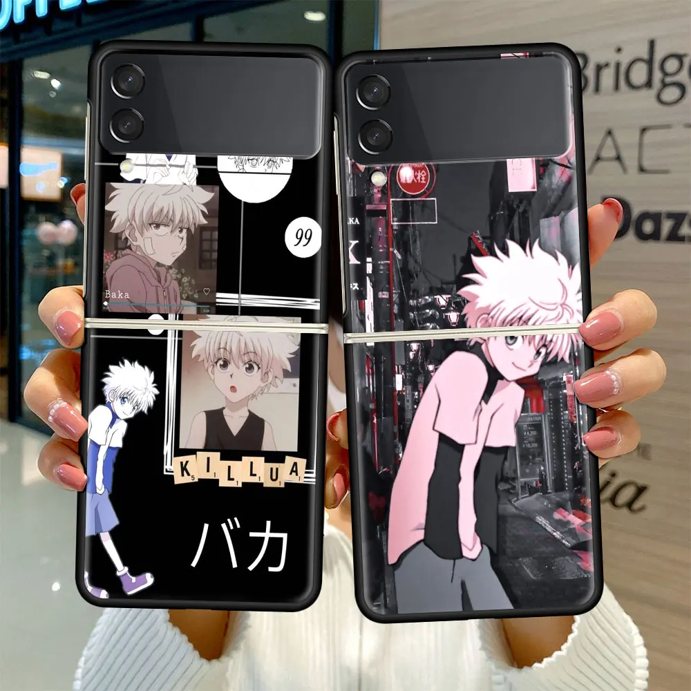 

Fold Case for Samsung Galaxy Z Flip 3 Black Silicone Hard Phone Cover Shockprooft Capas Fashion Funda Hunter X Hunters