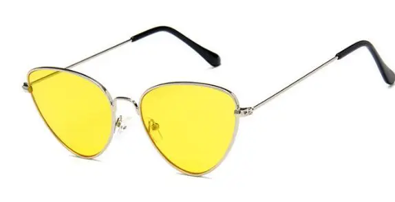 Retro Cat Eye Sunglasses Women Red Cateyes Sun glasses Fashion Metal Eyewear - Цвет линз: Color 7
