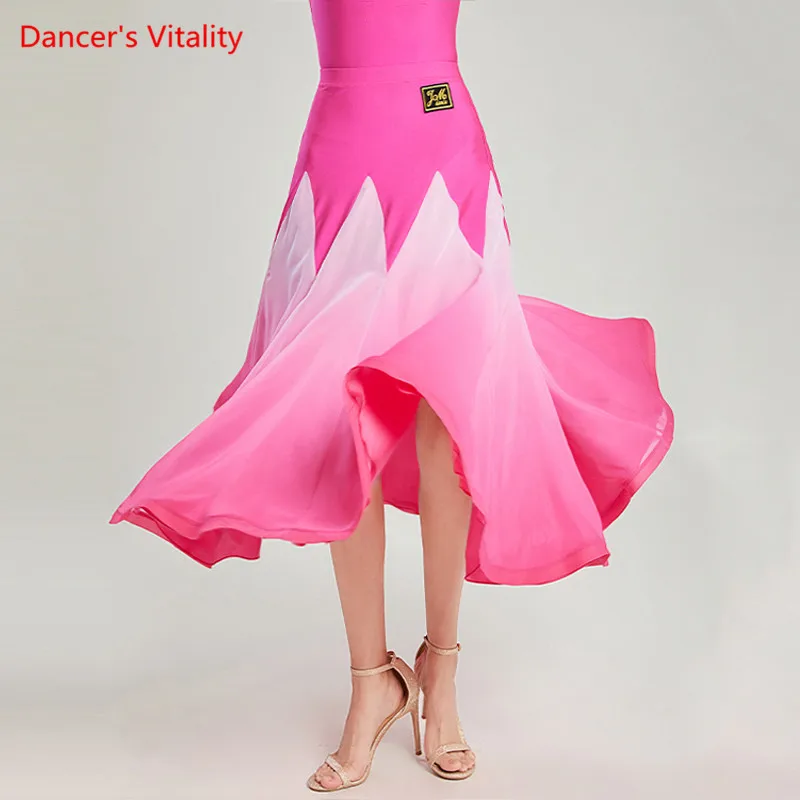 

Юбка для бальных танцев, шифоновая юбка-качели для вальса, одежда для тренировок, женская одежда для выступлений и танцев по национальному с...