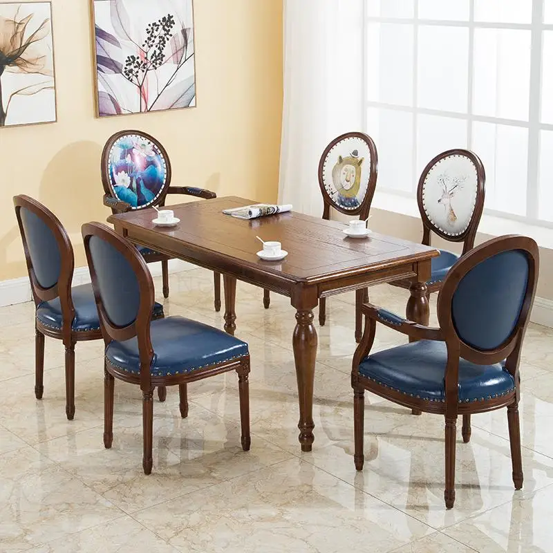 Американский Стул Для ресторана в стиле ретро из массива древесины дуба домашнее