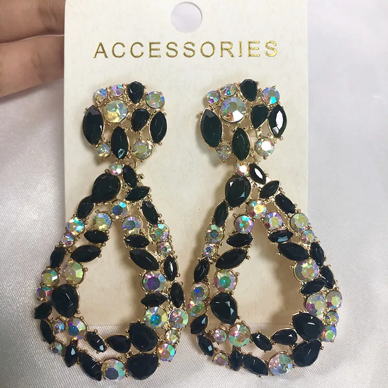 JUJIA za Multicolored Crystal Dangle Drop Earrings For Women Geometric Big Maxi Pendant Statement Trendy Jewelry | Украшения и