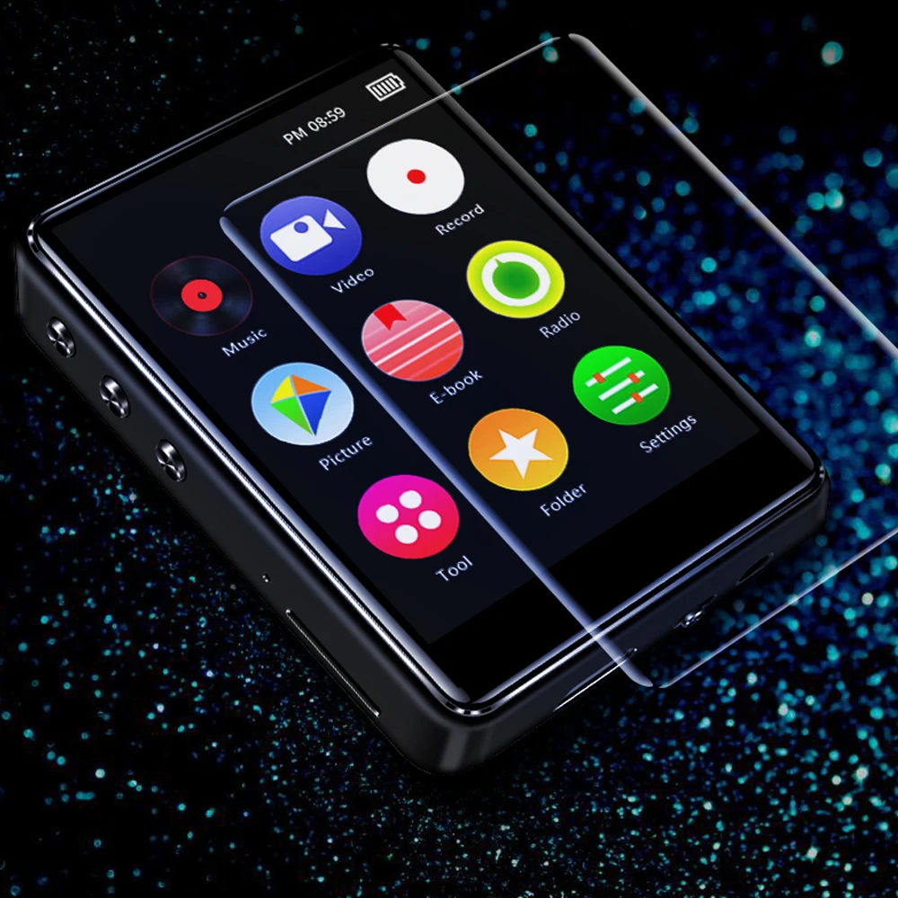 

BTSMONE X62 Bluetooth 5.0 metal MP3 player full touch screen built-in speaker 16G with e-book FM radio recording video playback