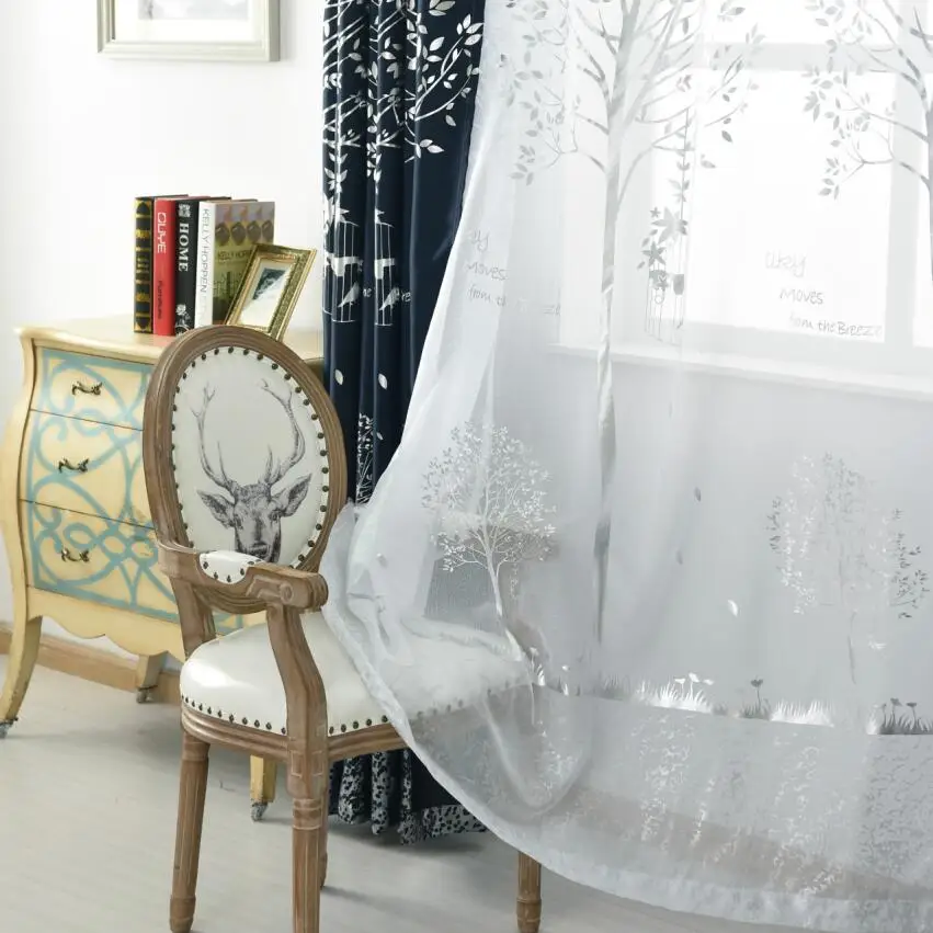 Окна светонепроницаемые шторы для спальни дерево Тюль Шторы отвесные ткани