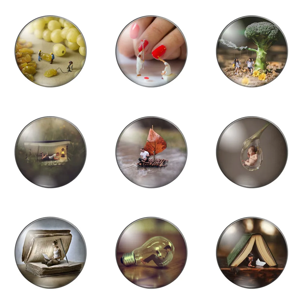 

Miniaature Man and Nature Mini Round Photo Glass Cabochon Demo Flat Back Making Findings Handmade DIY Accessories