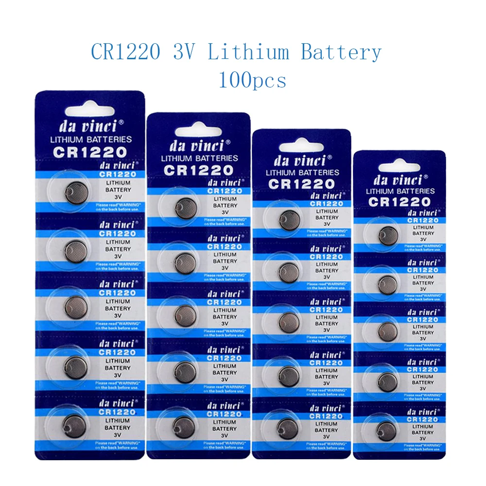 

100Pcs CR1220 40mAh 3V Lithium Button Battery DL1220 LM1220 BR1220 Coin Cell Batteries For Watch Electronic Toy Remote Control