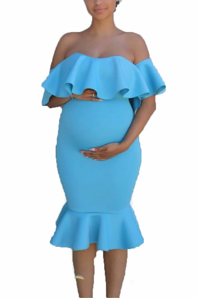 

Maternity Dresses For Photo Shoot Ruffle Pregnancy Dress Off Shoulder Maxi Maternity Photography Props Maternity Gown