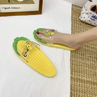 summer women cute cartoon corn transparent slippers brand girls outdoor beach shoes designer casual open toed print flip flop