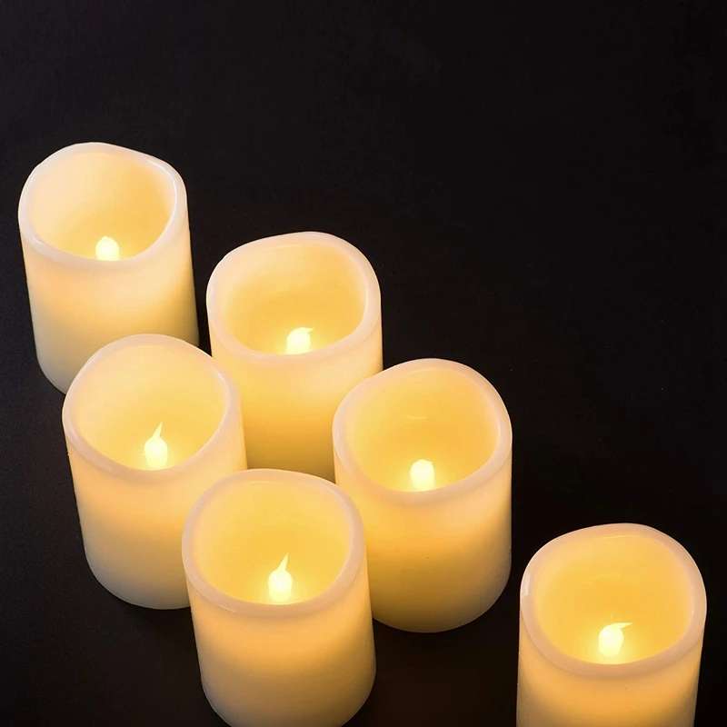 

Set Of 12 (D:3inch X H:4inch) Flameless Candles Battery Operated LED Pillar Real Wax Flickering Electric Candles with Remote Con