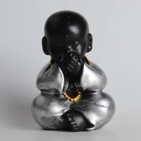 buf creative meditation buddha statue resin crafts cover mouth little monk home decoration ornaments hotel office accessories