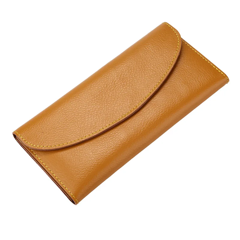 Solid Wallets for Women Split Leather Purse Thin Clutch Long Wallet Money Bag |