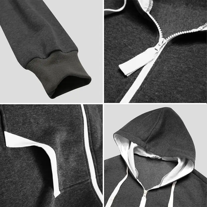 

Men Leisure Solid Jumpsuits INCERUN Long Sleeve Hooded Causal Pants Rompers Fashion Zipper Pockets Bib Pants Mens Jumpsuit S-5XL