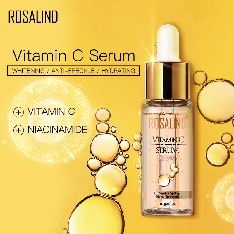 ROSALIND Vitamin C Face Serum Hyaluronic Acid For Acne Treatment Whitening Cream Anti Aging Remove Black Dot Skin Care 15ml | Красота и