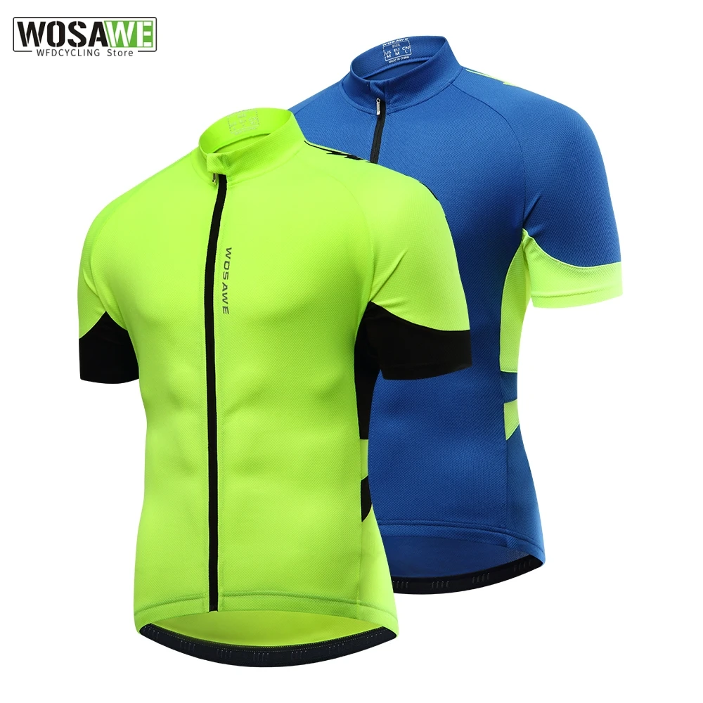 

WOSAWE Breathable Men's Cycling Jersey Quick Dry MTB Mountain Bike Shirts Short Sleeves Cycling Jersey Full Zipper Biker Jerseys