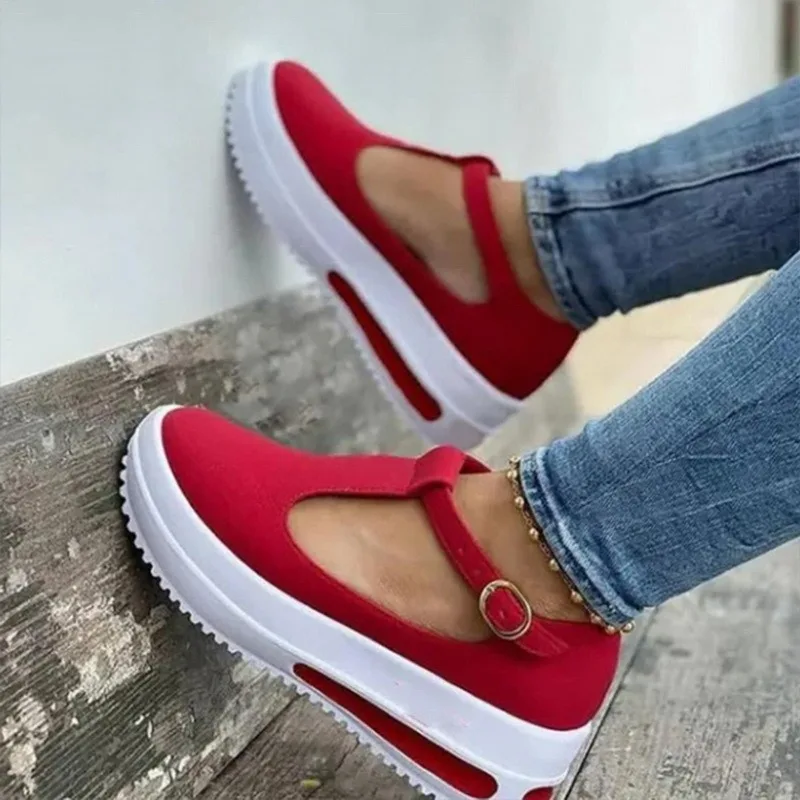 

Summer Women's Sandals Vintage Wedge Shoes Woman Buckle Strap Straw Thick Bottom Flats Platform Sandals Flock Sandalias Mujer