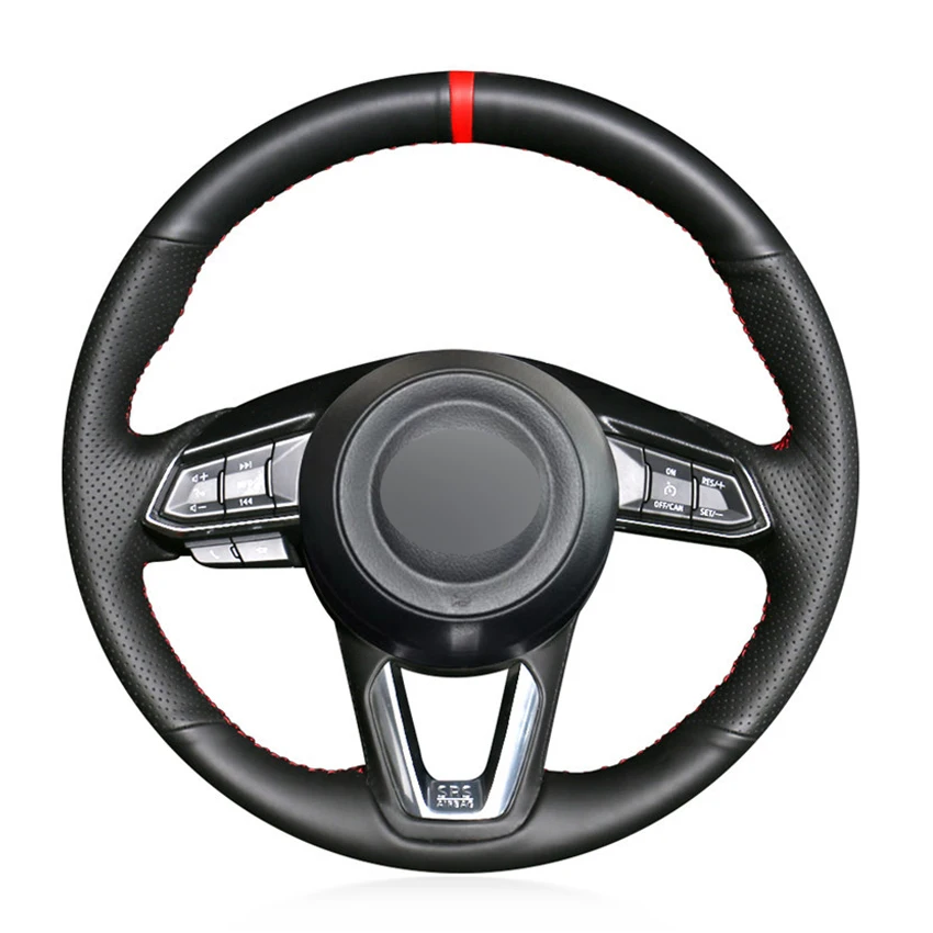 

DIY Artificial Leather Red Marker Car Steering Wheel Cover for Mazda 3 Axela 2017-2018 Mazda 6 Atenza CX-3 CX-5 CX-9 Accessories