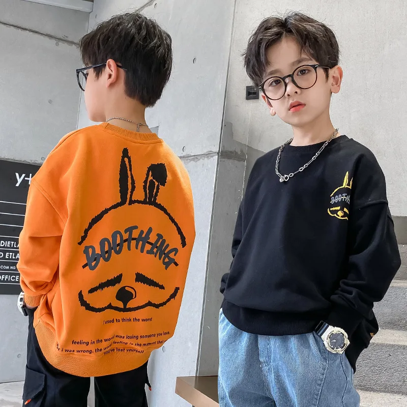 

2021 мягкие весенне-осенние толстовки для мальчиков, Детское пальто для подростков, топы, детская одежда, хлопковый пуловер, официальная верх...