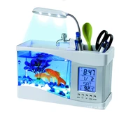 usb mini aquarium fish tank aquarium with led desk lamp light lcd display screen clock fish tank aquarium ecosystem with light