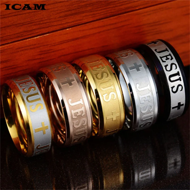 ICAM 2019 Новый из титановой стали черного цвета кольца для верующих молящийся на